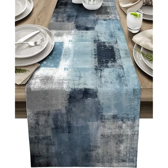 Caminos De Mesa De Comedor Azul Marino Y Gris De 108 Pulgada