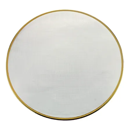 Kit 4 Sousplat De Cristal Com Borda Dourada Linen 33cm Wolff Incolor Borda Dourada N/a