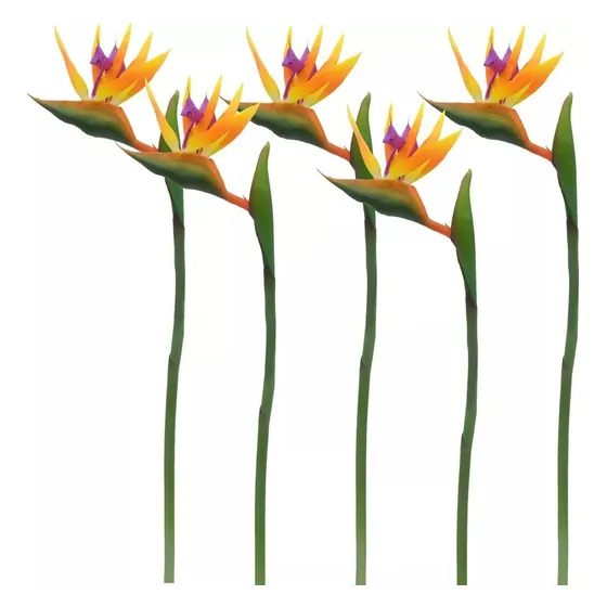 Flor Artificial Del Pajaro Vara Larga Pack X 5 Unidades Deco Verde