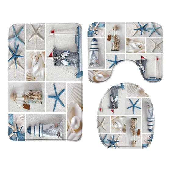Alfombra Baño Espuma Viscoelastica Nautica 3 Pieza Diseño +