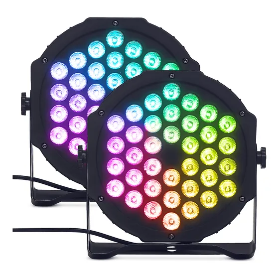Kit 2 Canhão Refletor 36 Leds Par 64 Rgb 36w Iluminação Dmx