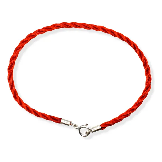 Pulsera Plata 925 Hilo Seda Rojo Con Terminales De Plata