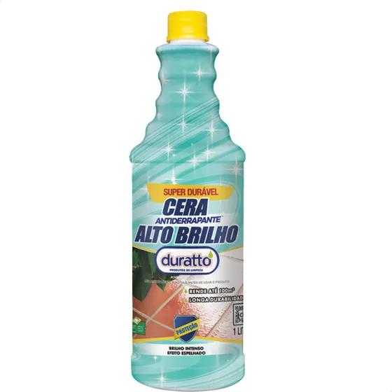 Cera Piso Alto Brilho Antiderrapante Duratto 1lt Rende 100m2