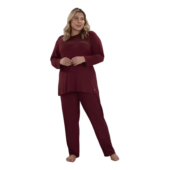 Pijama Feminino Manga Longa Viscolycra  Plus Size