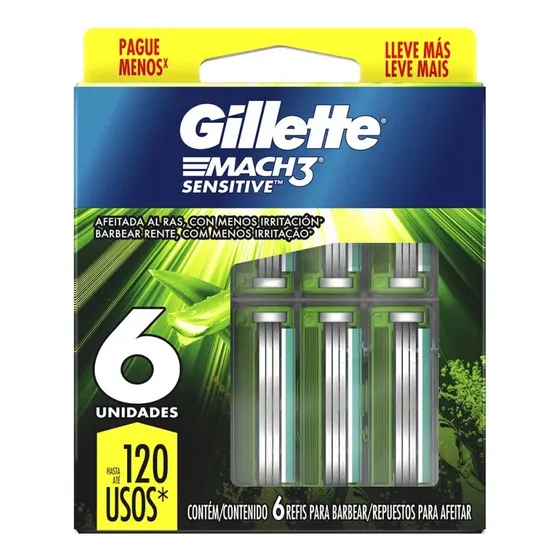 Gillette Repuestos Para Afeitar Mach 3 Sensitive / 6 Unid.