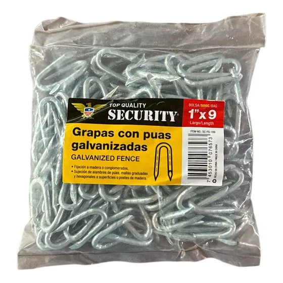 Grapas Galvanizadas 1  X 9  (500 G) Security - Empaque
