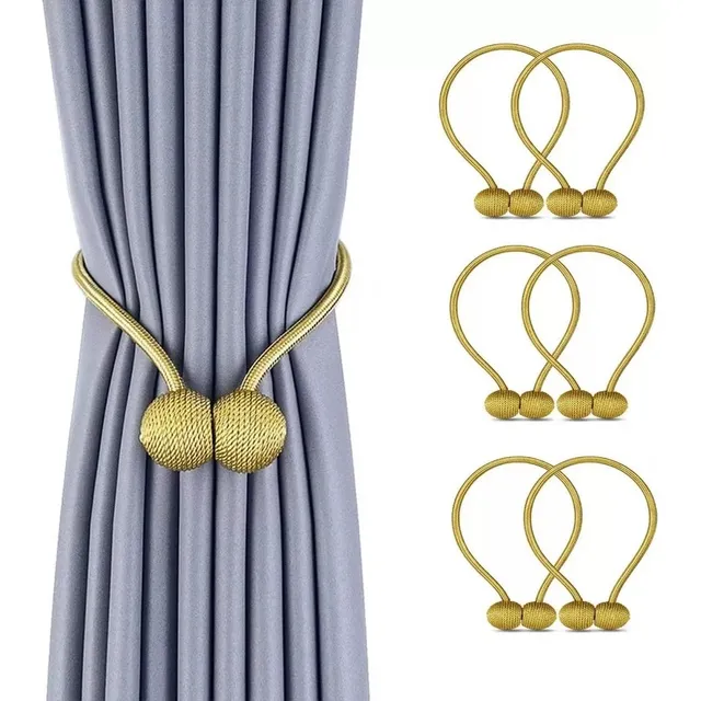 Set De 6 Sujetadores De Cortina Magnético Broche Lazo Blanco