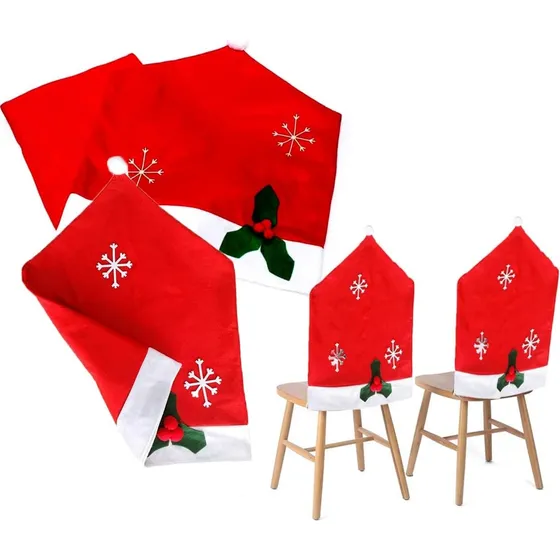 Forro Silla Navideño Fondo Decoración Rojo Comedor Fundas