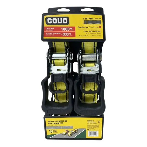 Cincha O Amarre Con Rache 1 Pulgada 5mtr De 1000 Kg Covo X2