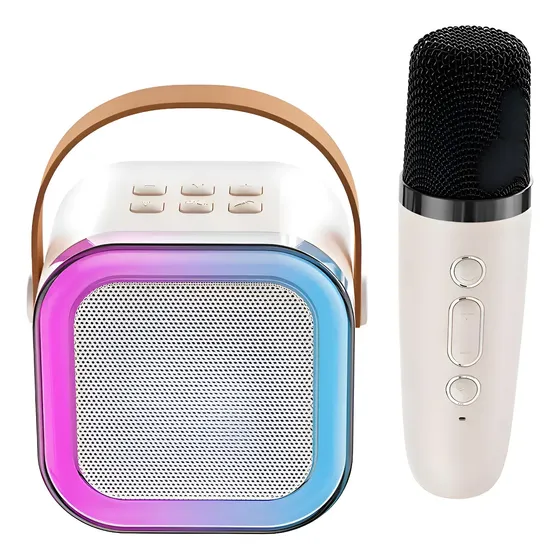 Parlante Karaoke Portátil Mini Con Micrófono Inalámbrico Bt Color Beige | Cuotas sin interés