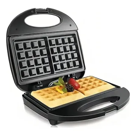 Wafflera Eléctrica Doble Antiadherente 750w Maquina Wafles Negro