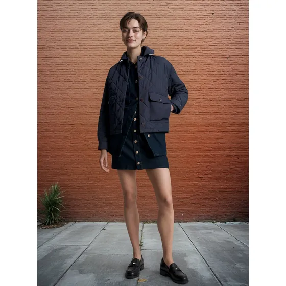Chaqueta Azul Con Diseño Acolchado A Rombos Mujer Tommy Hilfiger