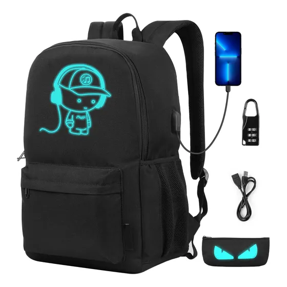 Mochila Samit Anime Luminous Con Puerto De Carga Usb Y Canda