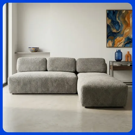 Sala Esquinera Modular Reversible 4 Plazas Con Cojines Gris