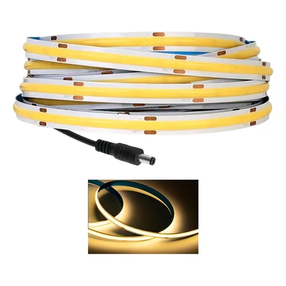 Tira Led Cob Flexible Rollo 5 Metros 12v Interior Potente Color de la luz Blanco cálido