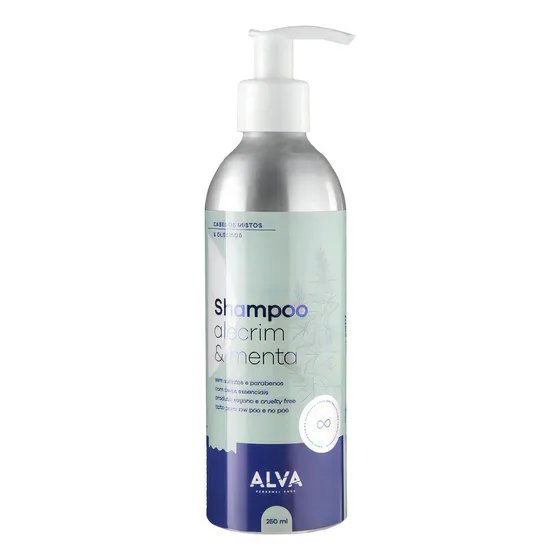 Shampoo Cabelos Mistos E Oleosos Alecrim E Menta Alva 250ml