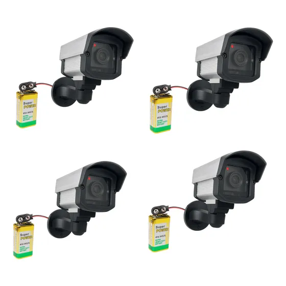 Kit 4 Micro Câmera Falsa De Segurança Com Led C/ Bateria