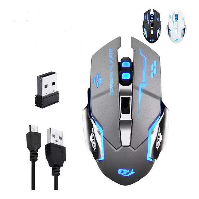 Mouse Gamer Inalámbrico Silencioso Y Recargable Con Luz Led