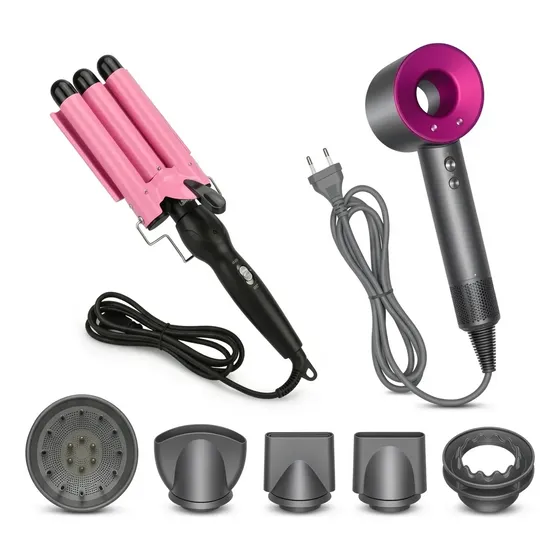 Secador Pelo Ionico 1600w Ondulador Triple 5 Accesorios