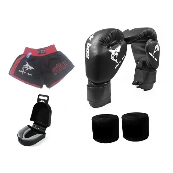 Kit; Short De Kick Boxing/ Muay Thai + Guante+ Bucal+ Vendas