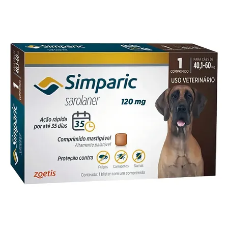 Simparic Antipulgas E Carrapatos (120 Mg) 40,1 A 60 Kg 1 Uni Marrom