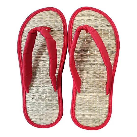 Chinelo De Palha Japonês Zori Conforto Todos Tipo Pés Verm