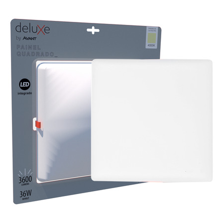 Painel Led Flat 36w 4000k Emb Quadrado Bivolt Ip20 Br Deluxe 110v/220v (bivolt) Painel Led Flat 36w 4000k Emb Quadrado Bivolt Ip20 Br Deluxe 110v/220v (bivolt)