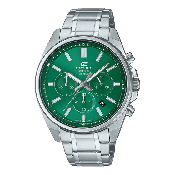 Reloj Hombre Casio Efv-650d-3avudf Edifice Color de la correa Plateado Color del bisel Plateado Color del fondo Verde