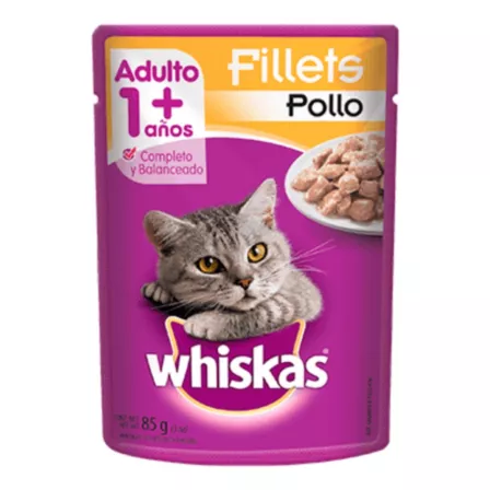 Alimento Whiskas Adultos Whiskas Gatos  para gato adulto todos los tamaños sabor fillets de pollo en sobre de 85 g