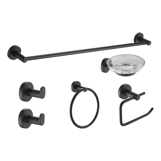 Set Accesorios Juego Baño Grifería Piazza Senus Negro Kit 6