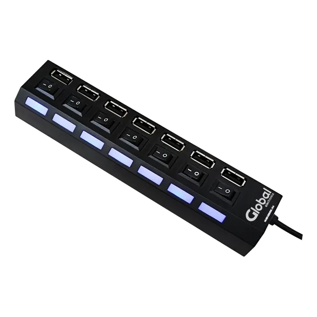 Hub Usb 7 Puertos Global Electronics Hubusbbk-x7 Negro