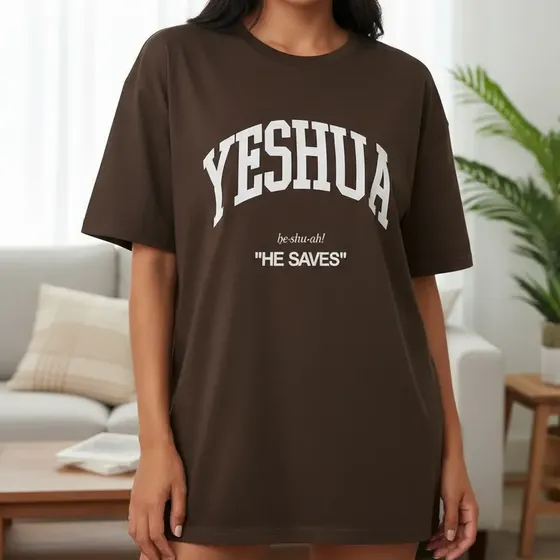 Camiseta Oversized Feminina Camisa Yeshua Religiosa Treino