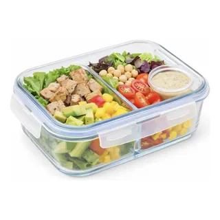 Pote De Vidro Hermético Com Divisória Marmita Marinex 1040ml Transparente