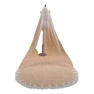 Velo De Novia Tipo Catedral Encaje De Flores Con Peine 3 M Blanco Velo De Novia Tipo Catedral Encaje De Flores Con Peine 3 M Blanco