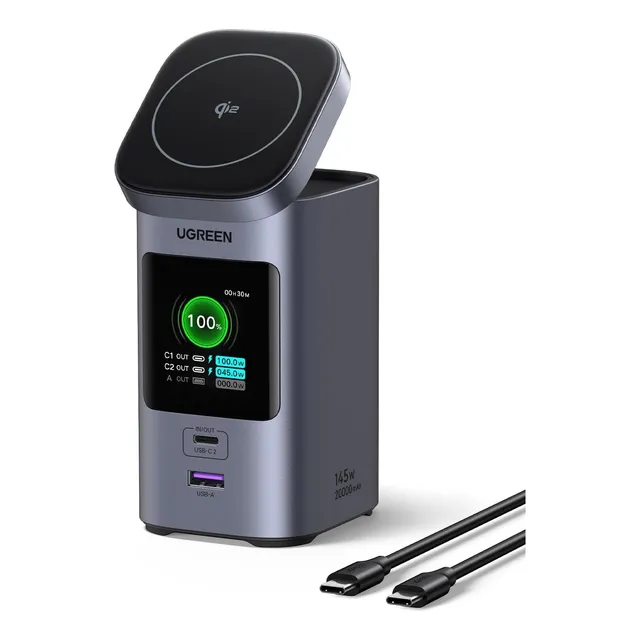 Cargador Portatil - Ugreen - 20k Mah Qi2 2 Usb 145w Notebook