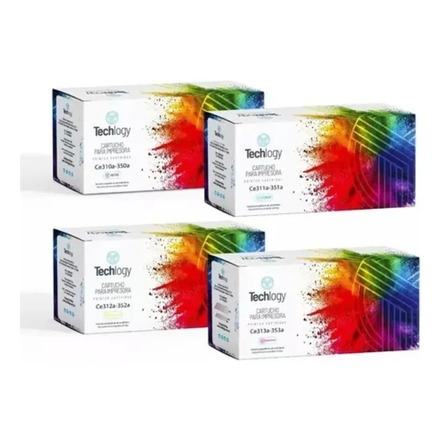 Juego De 4 Toner Techlogy Ce310a 350a, 311a, 312a, 313a Tinta Negro/cián/magenta/amarillo