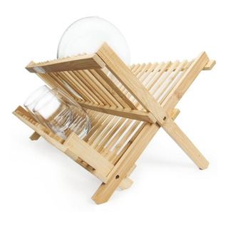 Secaplatos Escurridor De Madera Bambu 12 Platos Color Marrón Secaplatos Escurridor De Madera Bambu 12 Platos Color Marrón