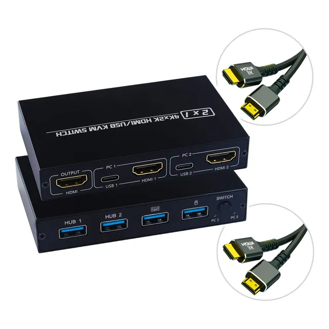Hub Usb Chaveador Switch Kvm 2 Portas 4k Mouse Cabo Hdmi 2.0