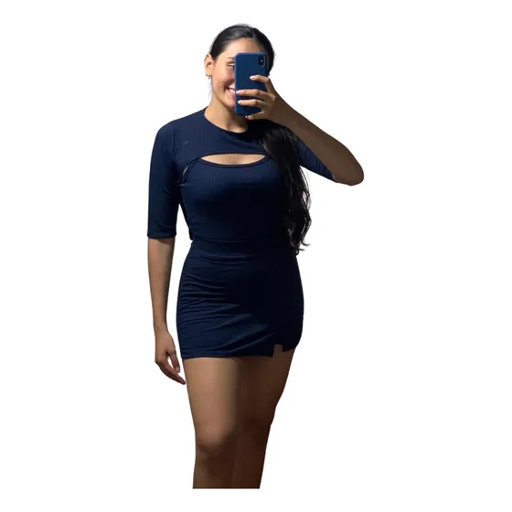 Conjunto 3 Set  Blusa, Chaleco  Y Falda Short #2912