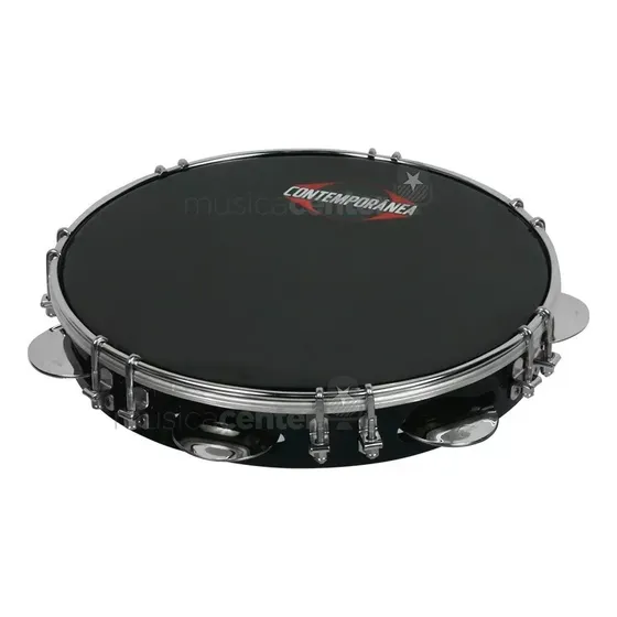 Pandeiro Contemporanea Profissional 31ppc Pele Preta Cor Preto
