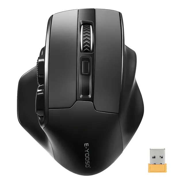 TERPORT Mouse Inalámbrico Ergonómico Usb 2.4ghz Con Reposapulgar F30, Mouse Ergonómico Oficina 6 Botones Con Avance Y Retroceso, 4800 Dpi Con 5 Niveles, Ahorro de Energía Inteligente