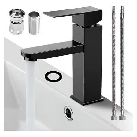 Torneira Misturador Banheiro Luxo Inox 304 Para Banheiro Preto Fosco