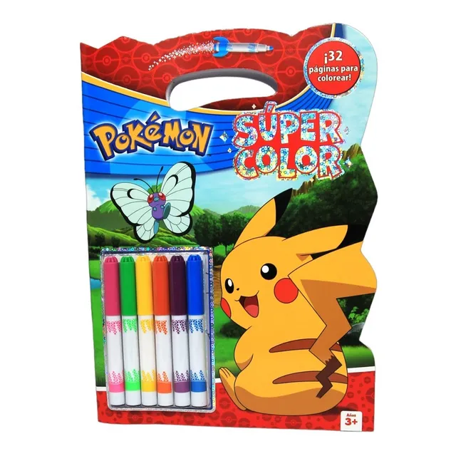 Libro Para Colorear Pokémon + 6 Plumones De Colorear