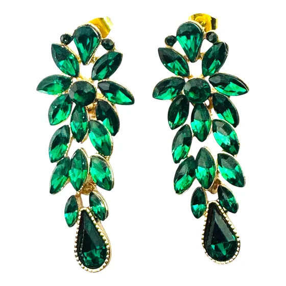 Aros Elegancia Esmeralda Con Cristales Tipo Swarovski Verdes