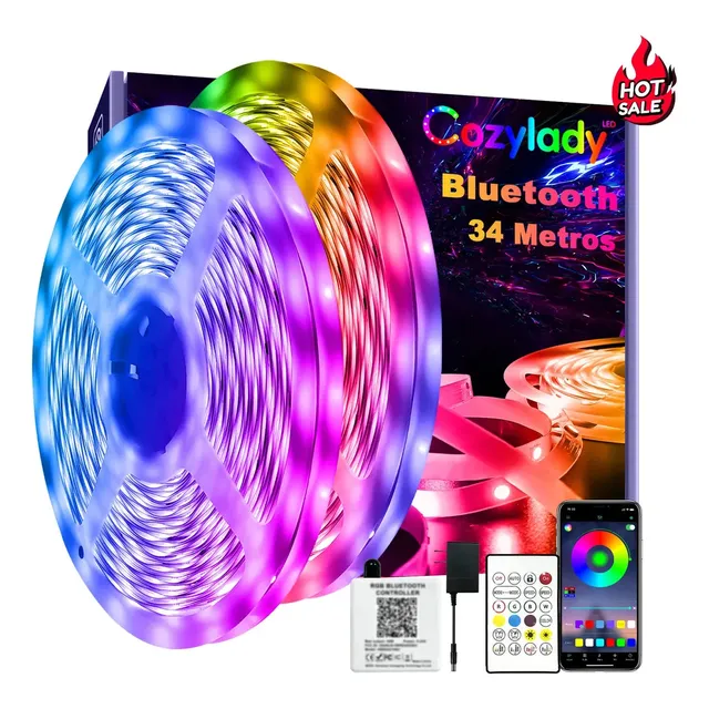 Cozylady Tiras De Led 34m Bluetooth Rgb Luz Led