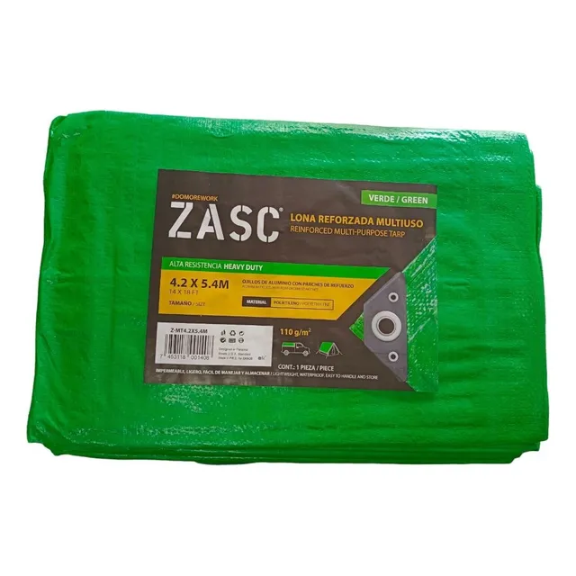 Lona Reforzada Impermeable Multiuso 4.2 X 5.4 Mts. Zasc