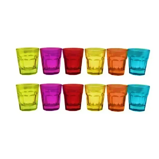 Vaso Shot Vidrio Colores Set 12 Unidades 48ml