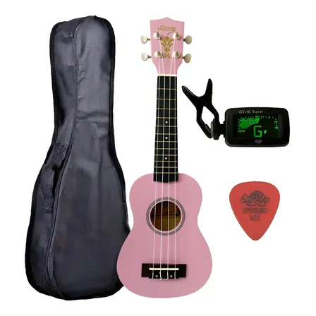 Ukulele Rosa Seven Soprano Suk-07 Pi C/ Capa E Afinador