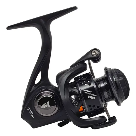 Micro Reel Caster Iron Force 804 Pesca Pejerrey 4 Rulemanes Color Negro/Naranja