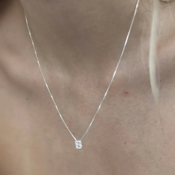 Colar Feminino Letra Inicial Cravejada Prata 925 Letrinha